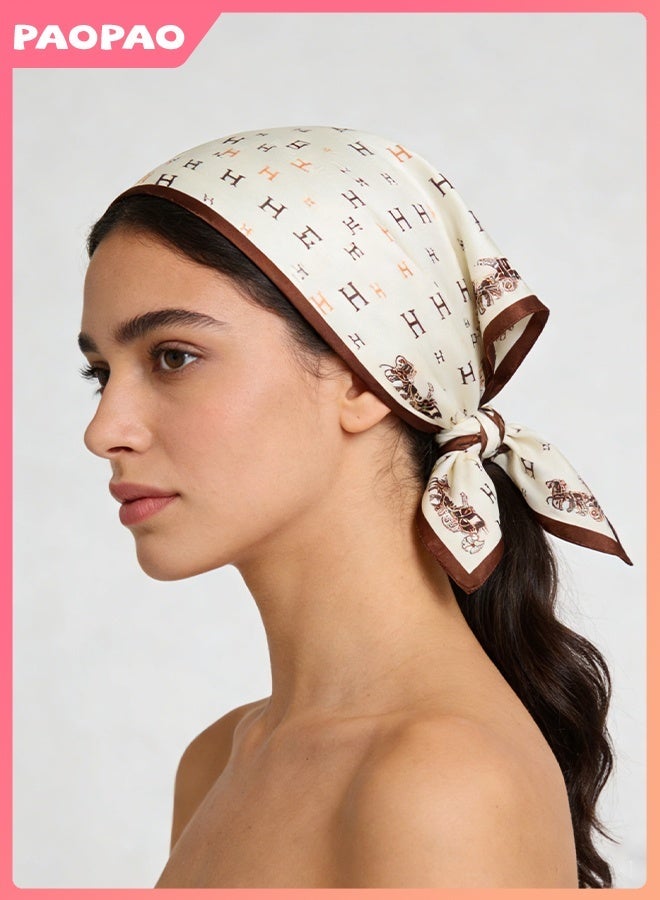 Pao pao Women's 27.5 Inch Fashion Headband Satin Scarf, Silk Textured Scarf Square Satin Headband Sleep Wrap For Women - Image 4