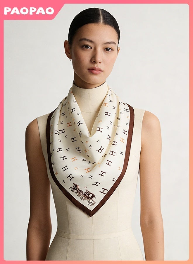 Pao pao Women's 27.5 Inch Fashion Headband Satin Scarf, Silk Textured Scarf Square Satin Headband Sleep Wrap For Women - Image 5