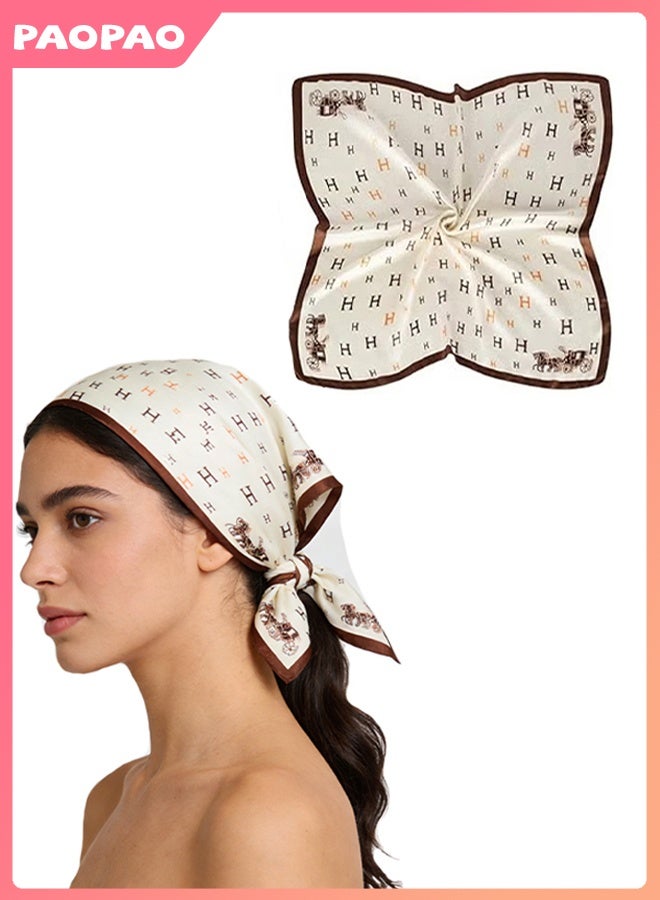 Pao pao Women's 27.5 Inch Fashion Headband Satin Scarf, Silk Textured Scarf Square Satin Headband Sleep Wrap For Women - Image 1