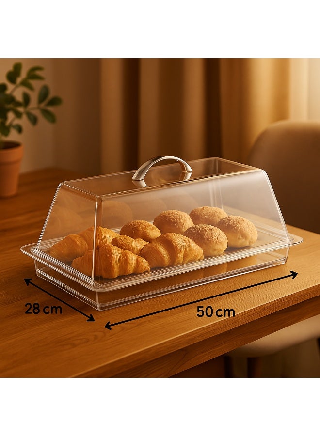 Acrylic Cake & Pastry Container with Lid – 50×28 cm - Image 2