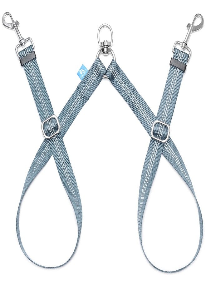 BAAPET Double Dog Leash Splitter, Tangle Free Dual Dog Leash Coupler, Two Dog Walking and Training Extension for Small Medium or Large Dogs (1.0'' x 20~32 Inch, Grey) - Image 1