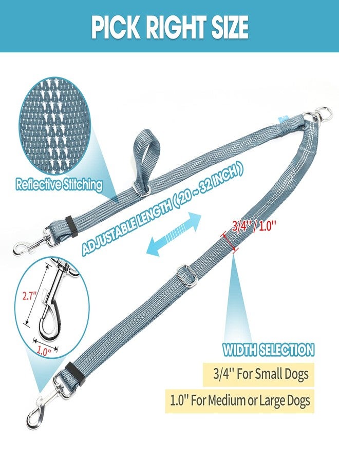 BAAPET Double Dog Leash Splitter, Tangle Free Dual Dog Leash Coupler, Two Dog Walking and Training Extension for Small Medium or Large Dogs (1.0'' x 20~32 Inch, Grey) - Image 5