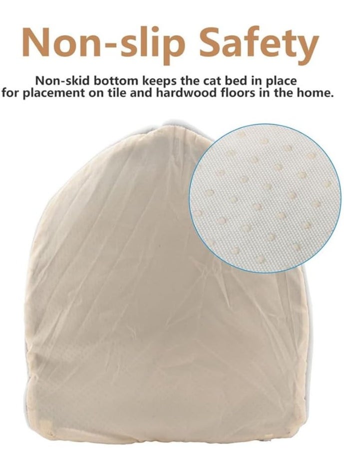 Homify Cave Cat Bed with Hanging Toy, 45*42*38CM Cat Bed Large, Soft Plush Pet Bed with  Removable Cotton Cushion, Machine Washable Cat House with Anti-Slip Bottom - Image 3