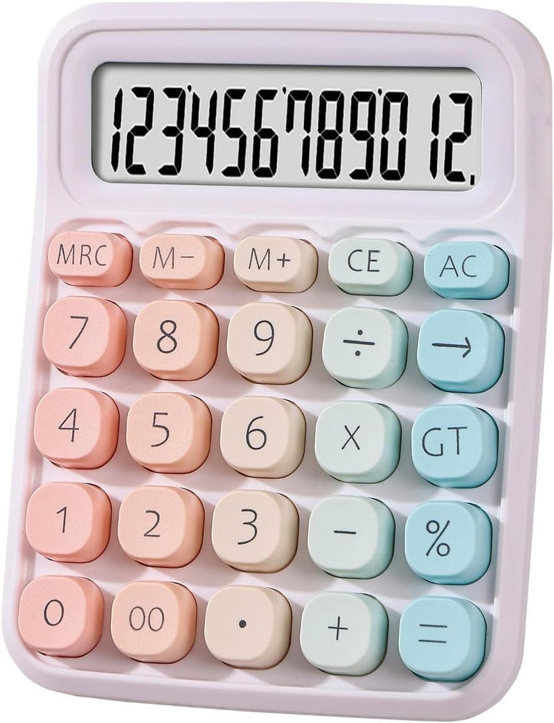 LEROKAS Mechanical Calculator,Desk Calculator Cute 12 Digit Large LCD Display and Big Buttons,Basic Office Calculator with Large LCD Display for Office, Home, School (Multicolor) - Image 1