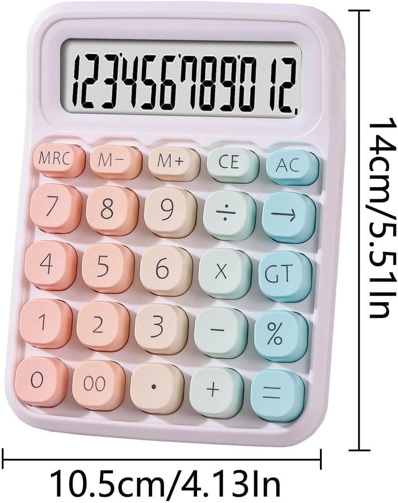 LEROKAS Mechanical Calculator,Desk Calculator Cute 12 Digit Large LCD Display and Big Buttons,Basic Office Calculator with Large LCD Display for Office, Home, School (Multicolor) - Image 2
