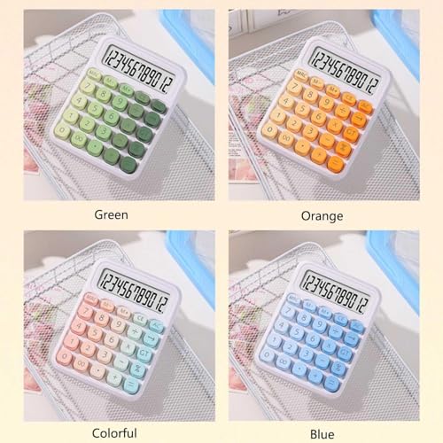 LEROKAS Mechanical Calculator,Desk Calculator Cute 12 Digit Large LCD Display and Big Buttons,Basic Office Calculator with Large LCD Display for Office, Home, School (Multicolor) - Image 4
