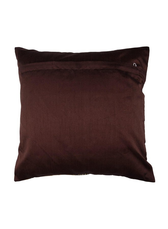 Kuber Industries Cushion Cover | Pillow Covers for Sofa | Throw Cushion Cover | Dupion Polyester Cushion Covers | Center Lace Cushion Covers | Set of 5 | 16 Inch | Brown - Image 5