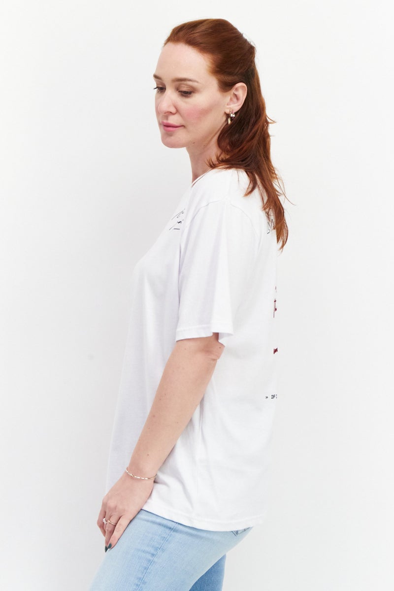 Marilyn Monroe Women Crew Neck Short Sleeve Brand Logo T Shirt, White/Black - Image 4