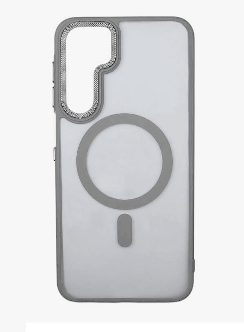 دبليو تيك سامسونج جالاكسي S25 Plus / S25+ 2025 غطاء جراب مغناطيسي أنيق من السيليكون الصلب - رمادي