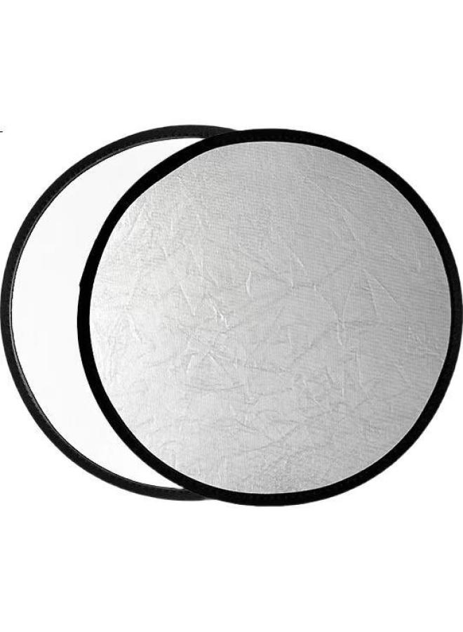 Ambitful Zhijie 60Cm Round Mini Portable Reflector, Foldable Two-In Compact Silver Photography Light Modelling Board - Image 1