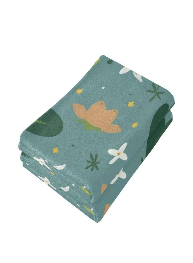 WELLDAY Cute Frogs Hand Towels Set of 2 Ultra Soft Face Towel Hand Cloth Absorbent Fingertip Bath Towels for Bathroom Hotel, Gym and Spa 28" X 14" - Image 3