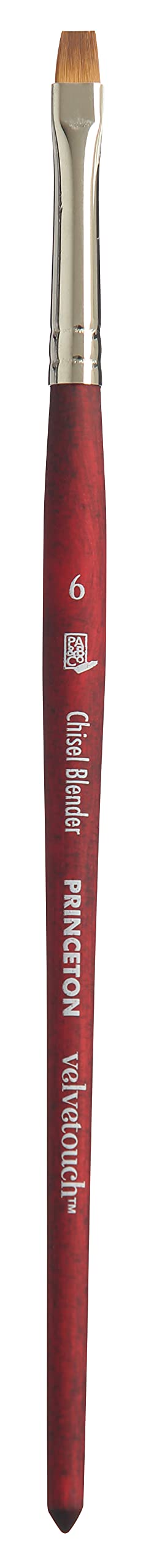 Princeton Princeton Velvetouch Short Handle Chisel Blender Paintbrush | Comfort is Ensured with Its Smooth, Signature Velvetouch Handle | Wooden Handle with Bright Head Type | Size -No 6  - Image 1