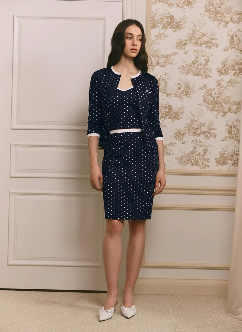Lichi  Polka dot mini skirt with contrasting belt for Women | Best Price UAE