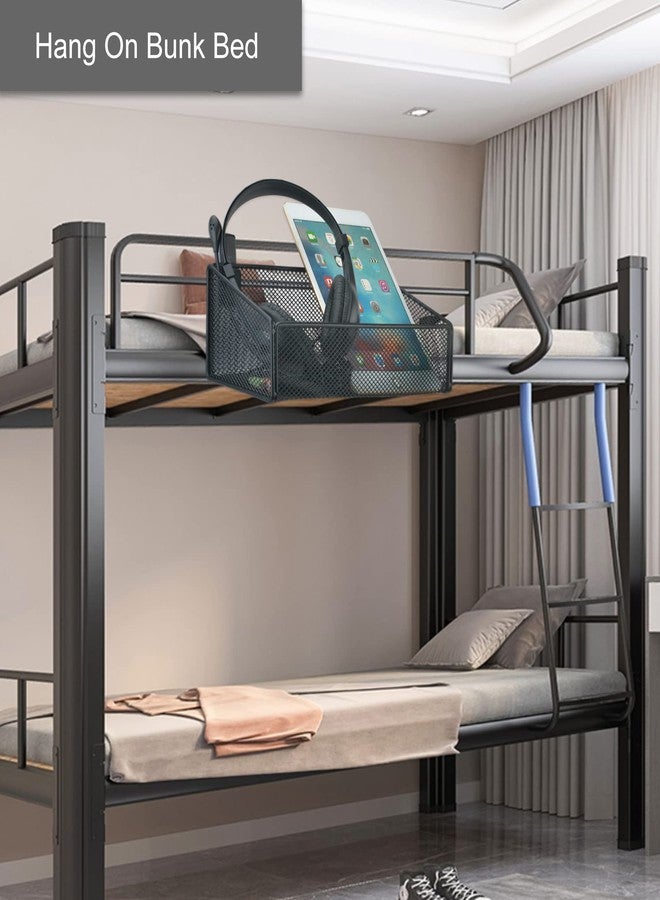 MATIMASU Bedside Caddy Hanging Storage Basket Beside Shelf Metal Organizer for Collage Dorm Bunk Bed,Hospital Bed,Baby Bed - Bedroom Essentials for Magazine,Remote Control,Phone,Drinks (Black) - Image 5