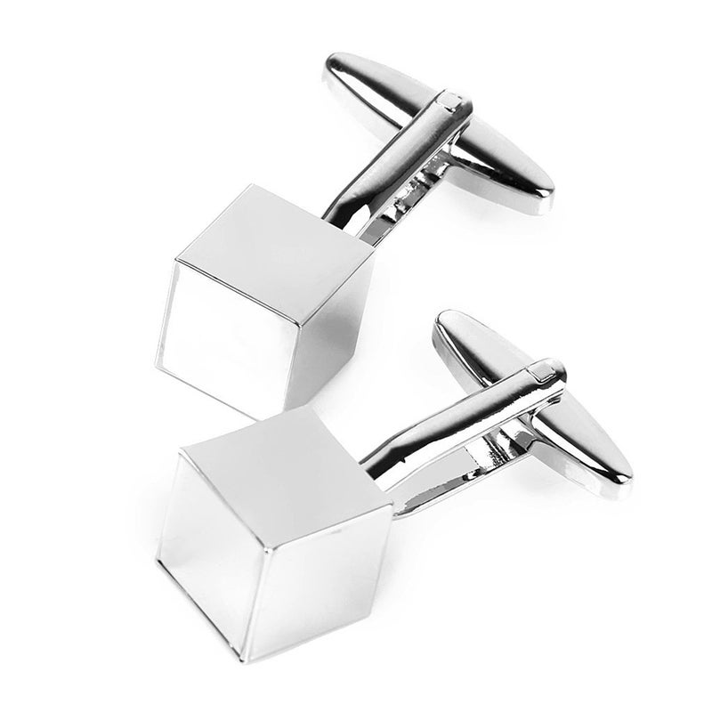 Pair of Men's Cube Shaped Stainless Steel Sleeves Buttons ( ) - Image 1