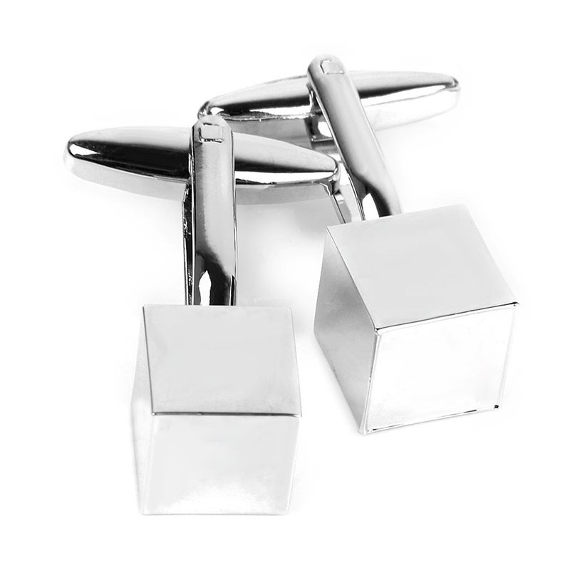 Pair of Men's Cube Shaped Stainless Steel Sleeves Buttons ( ) - Image 4