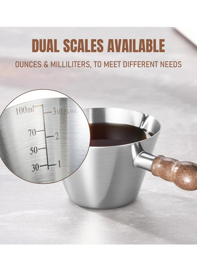 Stainless Steel Espresso Cups, 3.4oz Milk Frothing Measuring Pitcher - Image 3