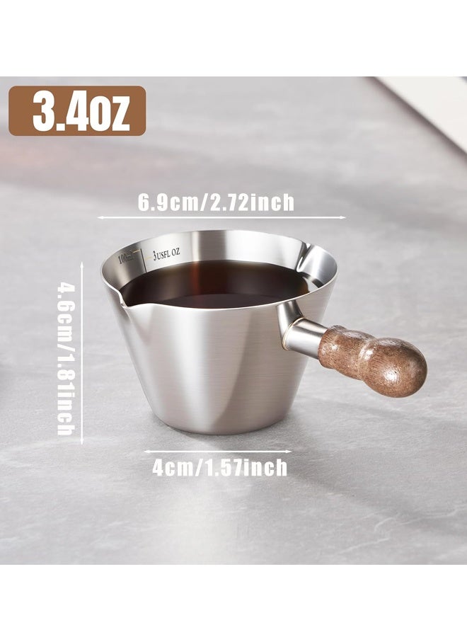 Stainless Steel Espresso Cups, 3.4oz Milk Frothing Measuring Pitcher - Image 2