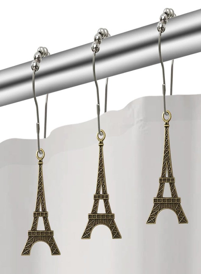 Careyoungs Eiffel Tower Shower Curtain Hooks 12 Pack Paris Tower Bathroom Curtain Hooks Rust Resistant Stainless Steel Romantic Decor Shower Curtain Rings for Shower Curtain or Liner (Bronze) - Image 3
