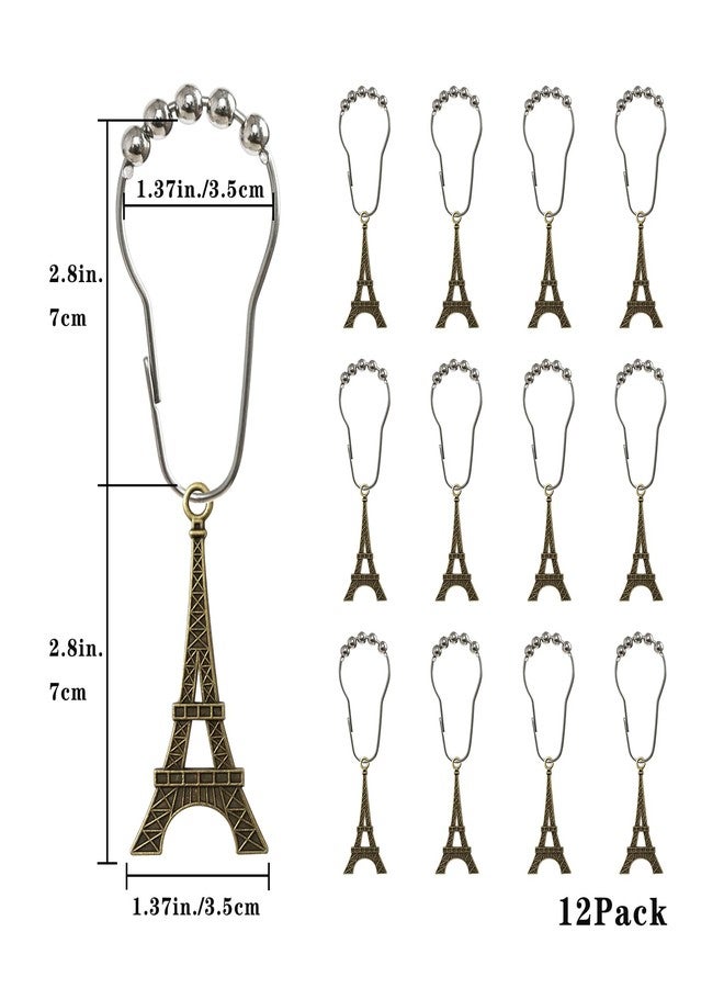 Careyoungs Eiffel Tower Shower Curtain Hooks 12 Pack Paris Tower Bathroom Curtain Hooks Rust Resistant Stainless Steel Romantic Decor Shower Curtain Rings for Shower Curtain or Liner (Bronze) - Image 2
