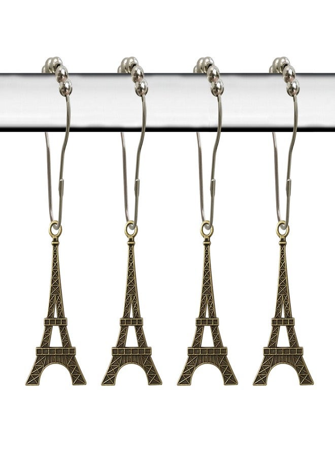 Careyoungs Eiffel Tower Shower Curtain Hooks 12 Pack Paris Tower Bathroom Curtain Hooks Rust Resistant Stainless Steel Romantic Decor Shower Curtain Rings for Shower Curtain or Liner (Bronze) - Image 1