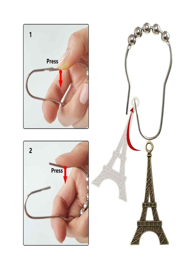 Careyoungs Eiffel Tower Shower Curtain Hooks 12 Pack Paris Tower Bathroom Curtain Hooks Rust Resistant Stainless Steel Romantic Decor Shower Curtain Rings for Shower Curtain or Liner (Bronze) - Image 4