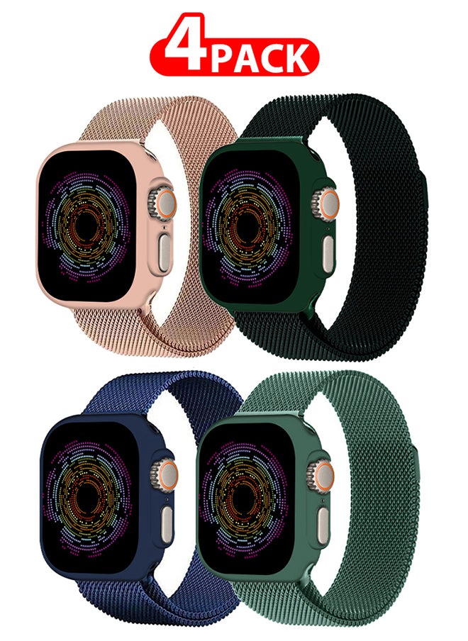 CATANES - 4 Pack Stainless Steel Milanese Loop Compatible with Apple Watch Band 42mm 44mm 45mm 49mm men and women Mesh Loop Magnetic Clasp Replacement for iWatch Bands Ultra2/Ultra/Series 9 8 7 SE 6 5 4 3 2 1 - Image 1
