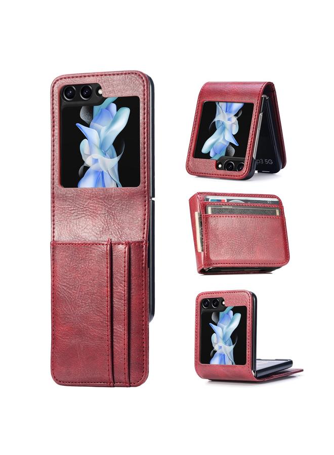Case For Samsung Galaxy Z Flip6 PU Leather Folding Phone Case with Card Slots