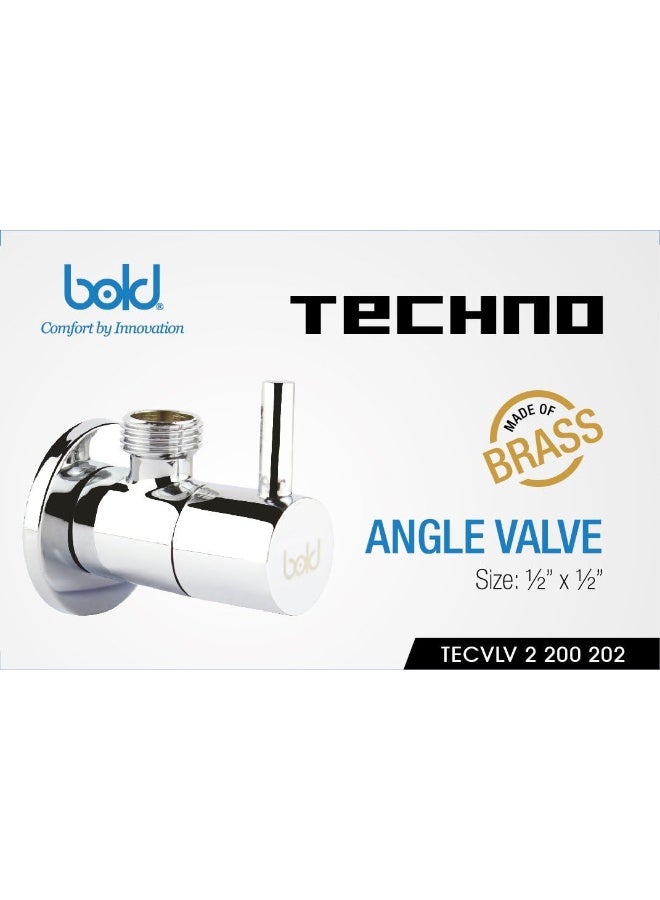 Bold Round Easy Handle Turn Angle Valve, 1/2 X Inch Size, Silver 105474 - Image 2