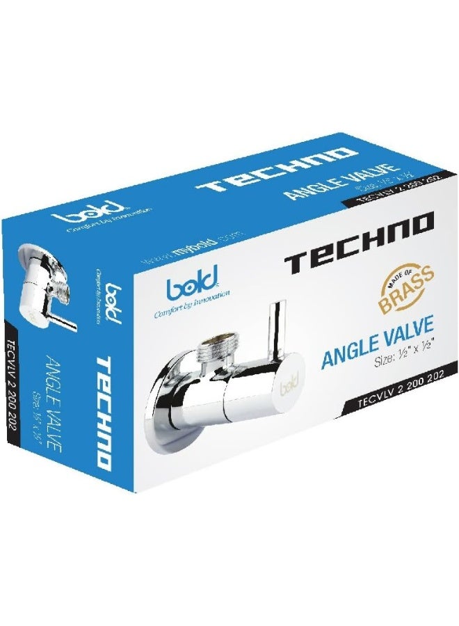 Bold Round Easy Handle Turn Angle Valve, 1/2 X Inch Size, Silver 105474 - Image 3