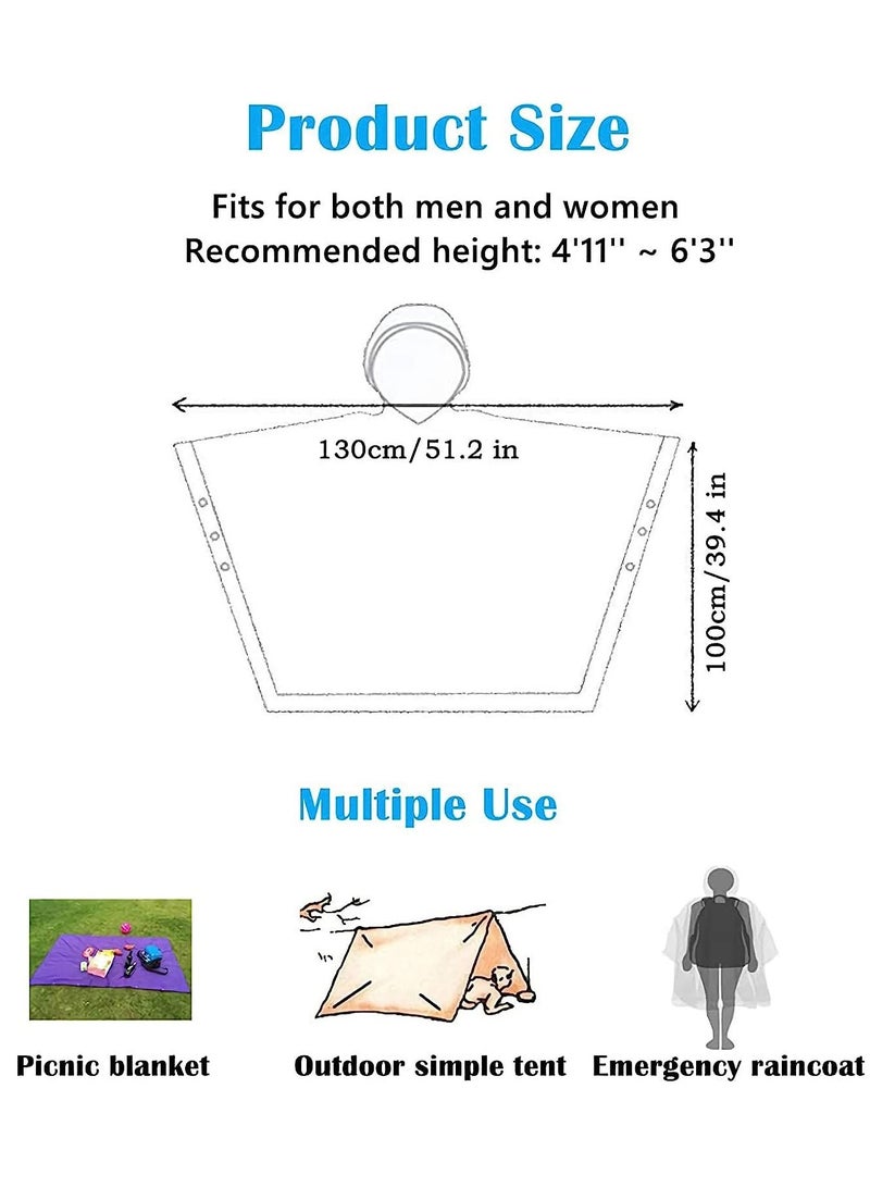 SYOSI Portable EVA Raincoats for Adults, Reusable Rain Ponchos with Hoods and Sleeves Lightweight Raincoats for Lightweight for Adults, Emergency, Camping - Image 5