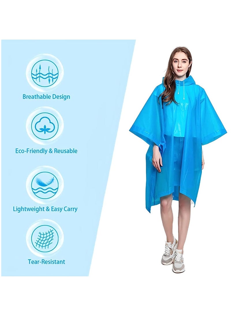 SYOSI Portable EVA Raincoats for Adults, Reusable Rain Ponchos with Hoods and Sleeves Lightweight Raincoats for Lightweight for Adults, Emergency, Camping - Image 3