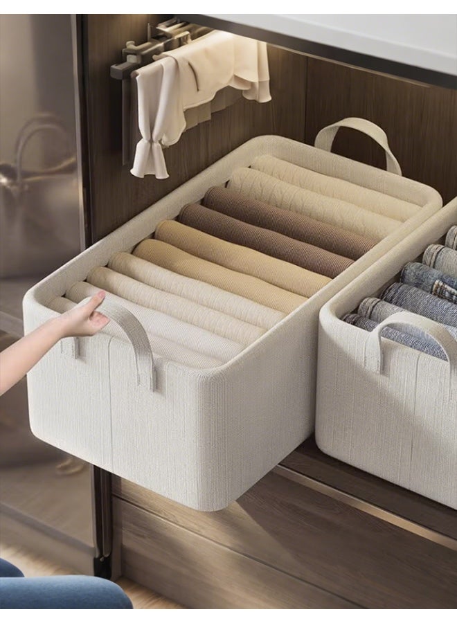 3pcs Wardrobe Clothes Organizer Foldable Closet Storage Organizer for Clothes Jeans Washable Closet Storage Boxes with Carrying Handles Cube Storage Bin for Home Bedroom Office - Image 2