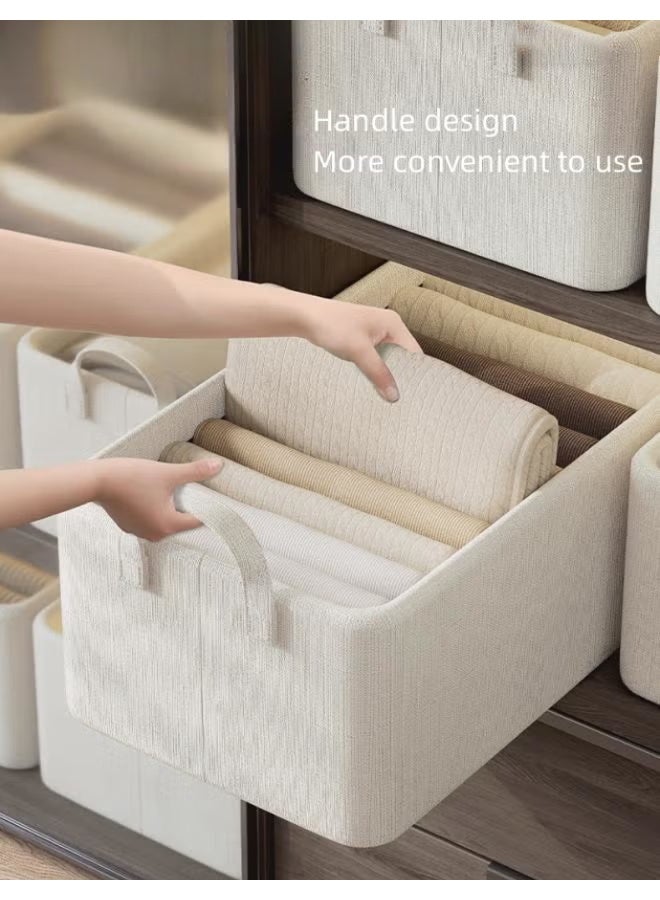 3pcs Wardrobe Clothes Organizer Foldable Closet Storage Organizer for Clothes Jeans Washable Closet Storage Boxes with Carrying Handles Cube Storage Bin for Home Bedroom Office - Image 4