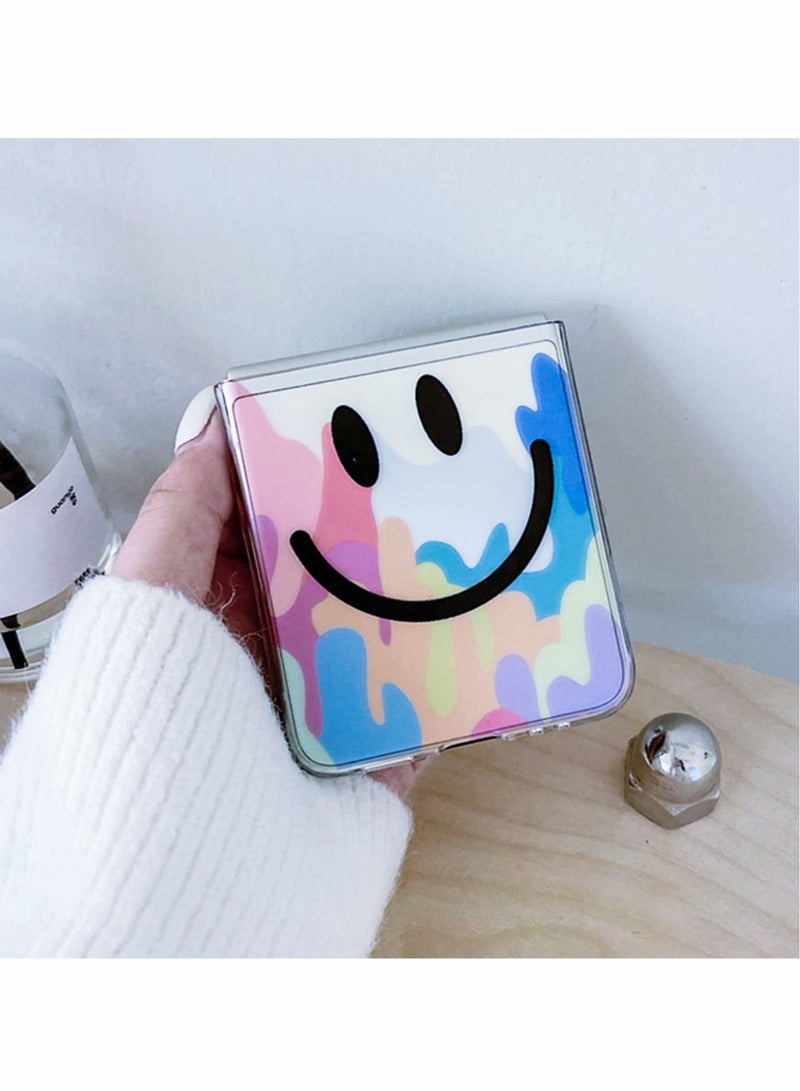 كابتن تيك Samsung Galaxy Z Flip 3, Cute Smile Clear Phone Case with Strap Wrist, Slim Stylish Protective Bumper Case, Hard Anti-Scratch Phone Fashion Cover Women Girls - Image 4