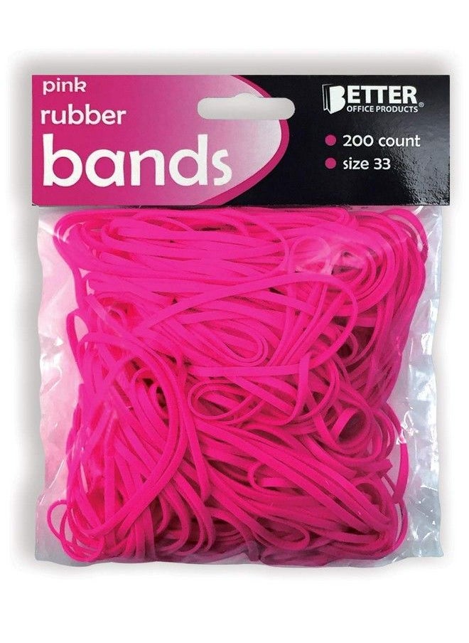 Better Office Products - 200 Pink Rubber Bands By Better Office Products Size 33 200 Bag Hot Pink Rubber Bands - Image 1