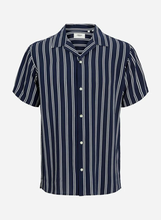 PRODUKT Mens Navy Blue Striped Button-Down Shirt