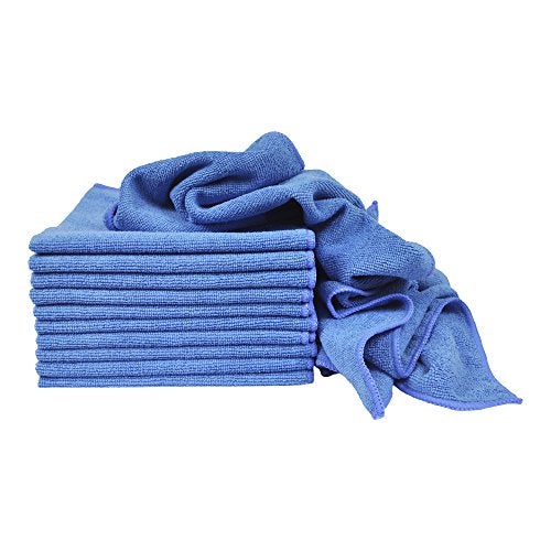 Eurow Utility 240 GSM Terry Weave Microfiber Cleaning Towels for Home, Auto, Boat, RV, Garage, Shop, Streak-Free, Scratch-Free, Reusable, Multi-Surface, Ultra Absorbent, 16x16 Inch, 12-Pack, Blue - Image 1