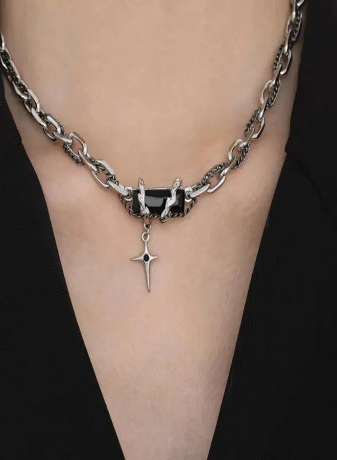 SALTY ALPHA Anti Tarnish Stainless Steel Rugged Black Locket Neck Chain for Men | Stylish Pendant Necklace | Jewellery Accessories for Boys | Minimal Jewelry | Gifts for Boyfriend & Husband | Marriage, Birthday | Gift for Valentine Day - Image 1