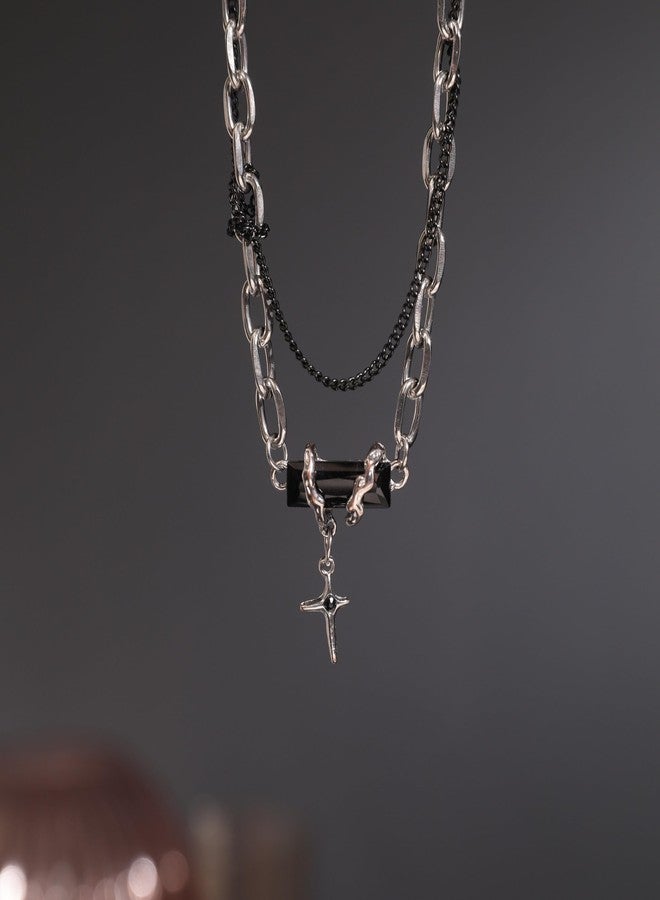 SALTY ALPHA Anti Tarnish Stainless Steel Rugged Black Locket Neck Chain for Men | Stylish Pendant Necklace | Jewellery Accessories for Boys | Minimal Jewelry | Gifts for Boyfriend & Husband | Marriage, Birthday | Gift for Valentine Day - Image 3