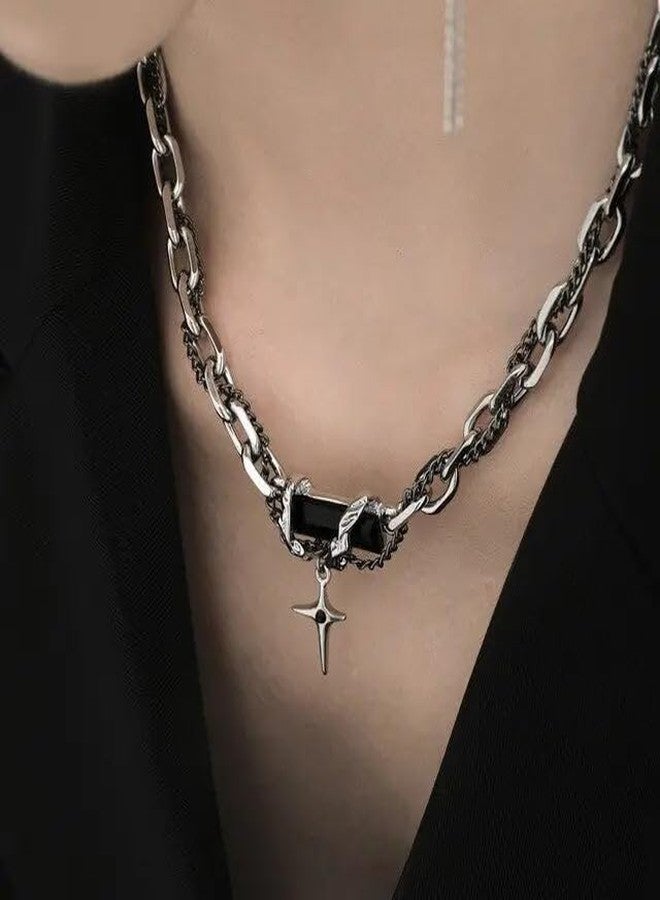 SALTY ALPHA Anti Tarnish Stainless Steel Rugged Black Locket Neck Chain for Men | Stylish Pendant Necklace | Jewellery Accessories for Boys | Minimal Jewelry | Gifts for Boyfriend & Husband | Marriage, Birthday | Gift for Valentine Day - Image 2