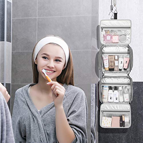 Bosidu Hanging Travel Toiletry Bag, Large Capacity Cosmetic Travel Toiletry Organizer for Women with 4 Compartments & 1 Sturdy Hook, Perfect for Daily Use/Christmas - Image 2