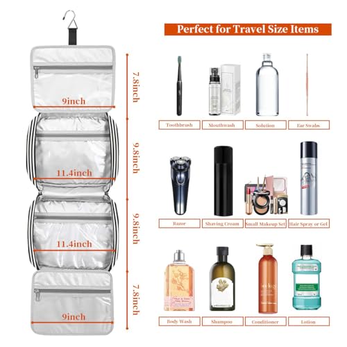 Bosidu Hanging Travel Toiletry Bag, Large Capacity Cosmetic Travel Toiletry Organizer for Women with 4 Compartments & 1 Sturdy Hook, Perfect for Daily Use/Christmas - Image 3