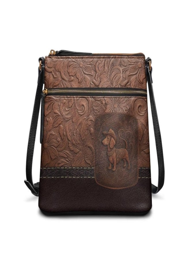 Wanzuoeng PU Leather Women's Crossbody Handbags Dachshund Dog Print Shoulder Satchel Purse Stylish Messenger Handbag with Shoulder Strap - Image 1