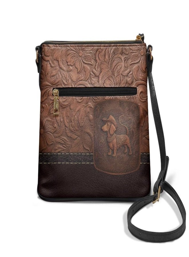 Wanzuoeng PU Leather Women's Crossbody Handbags Dachshund Dog Print Shoulder Satchel Purse Stylish Messenger Handbag with Shoulder Strap - Image 4
