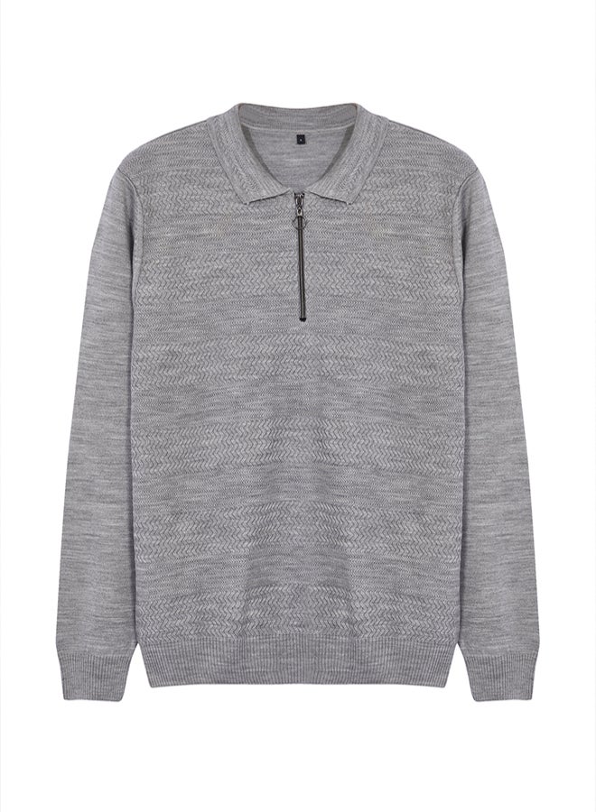 trendyol Gray Slim Slim Fit Crew Neck Textured Knitwear Sweater - Image 1