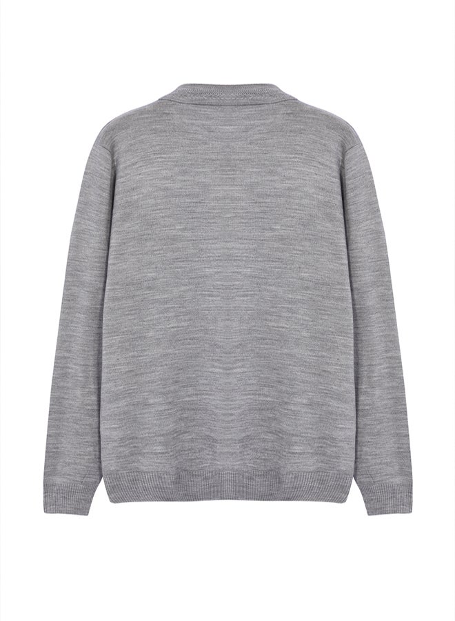 trendyol Gray Slim Slim Fit Crew Neck Textured Knitwear Sweater - Image 2