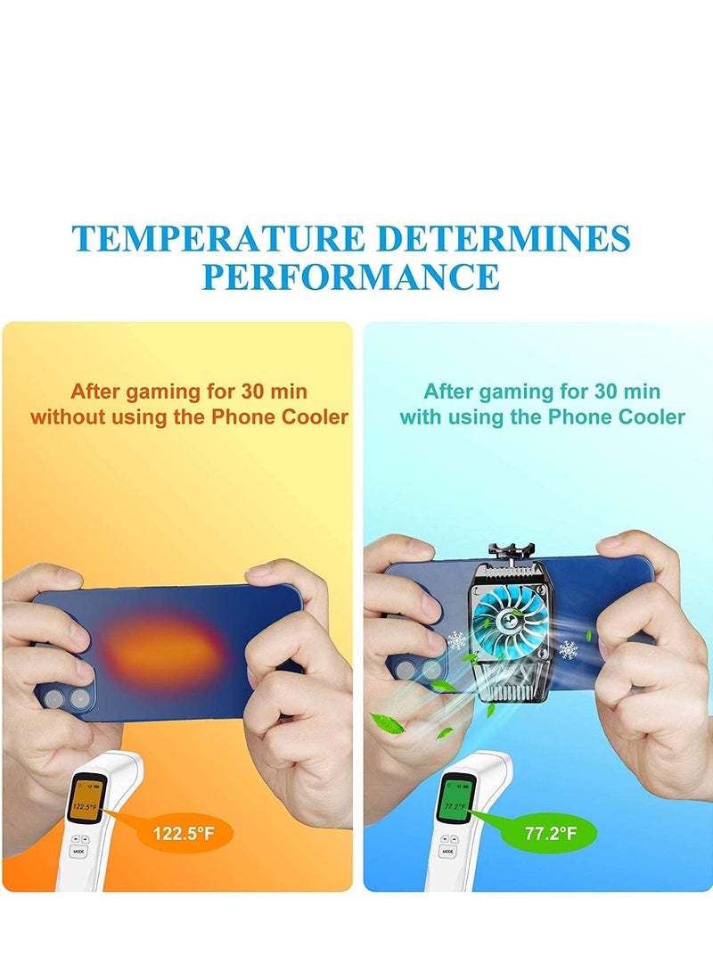 Cell Phone Cooler USB Rechargeable Mobile Phone Radiator for Playing Games Watching Videos with LED Light Cooler Controller Compatible for Universal iPhone Android Smartphone - Image 2