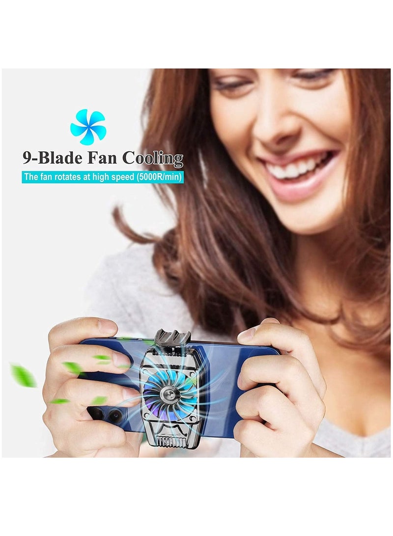 Cell Phone Cooler USB Rechargeable Mobile Phone Radiator for Playing Games Watching Videos with LED Light Cooler Controller Compatible for Universal iPhone Android Smartphone - Image 4
