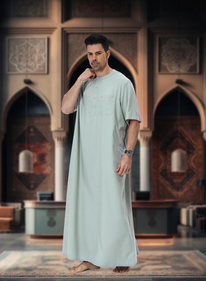 Take Two Men Henley Neck Button Placket Thobe - Image 1